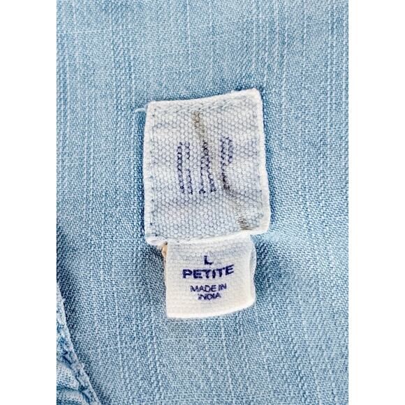 Gap Sleeveless Denim Dress Mini Blue Jean Sheath Tank Simple LARGE Petite Boho - Picture 7 of 11